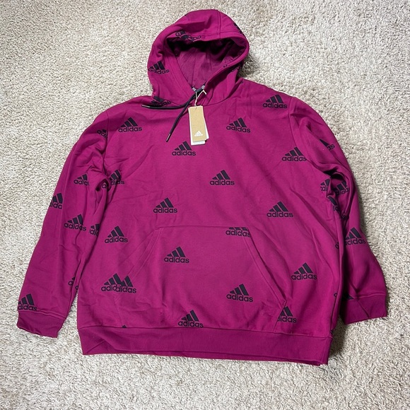 adidas Other - NWT Adidas Primegreen Power Berry/Black Logo Hoodie Size 2XL